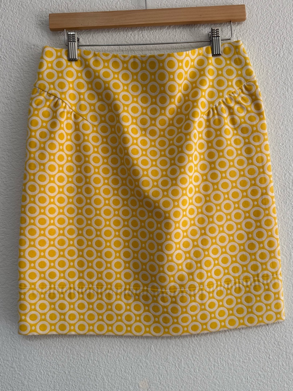 Yellow Circular-Print Pencil Skirt